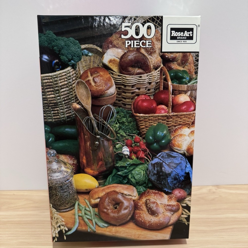 RoseArt Encore Broccoli to Bagels 500 Piece Jigsaw Puzzle 1989 VTG 13x19" 06052
